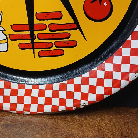 Vintage Mid Century Modern 1950s Metal Serving Tray BBQ Grill 19” Retro Decor - Picture 5 of 9